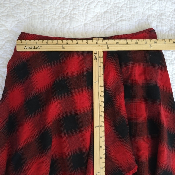 Vicolo Italian Buffalo Plaid Circle A-Line Skirt - Red Buffalo Plaid - Picture 11 of 11